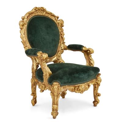An Italian Giltwood 10 piece palazzo furniture suite 19th Century