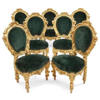 An Italian Giltwood 10 piece palazzo furniture suite 19th Century