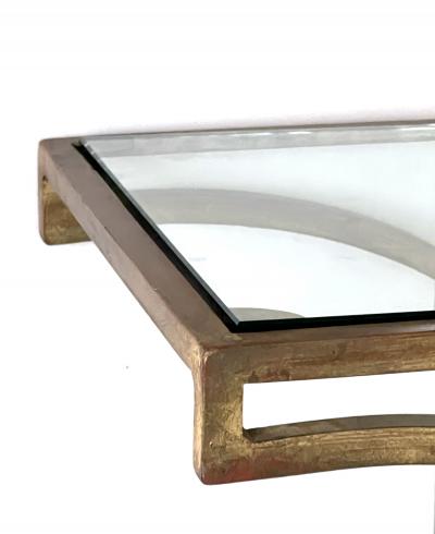 An Italian Greco Roman Style Gilt metal Console Table with Glass Top and Shelf