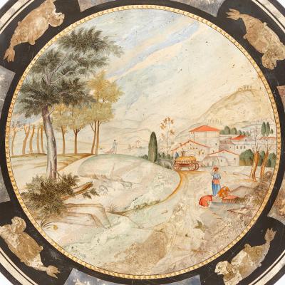 An Italian antique scagliola circular centre table top