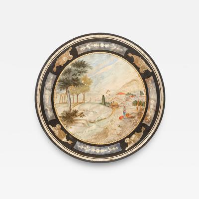 An Italian antique scagliola circular centre table top