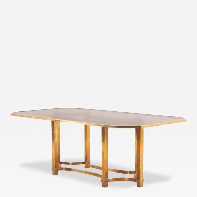 An Italian brass and smoked glass dining table C 1970 
