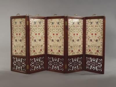 An Mahogany Brass Mounted Five Fold Screen Possibly from the Tuileries Palace