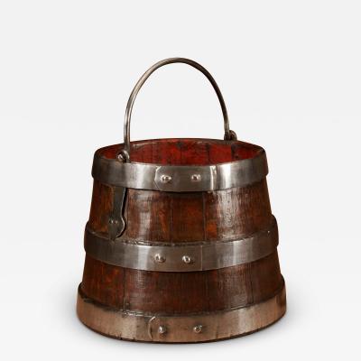 An Oak And Wrought Iron Bound Coopered Ships Bucket 