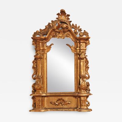 An Unusual 19th Century Italian Giltwood Mirror