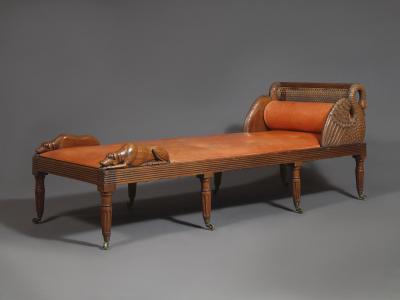 An Unusual Carved Walnut Daybed Related To A Design By Thomas Hope