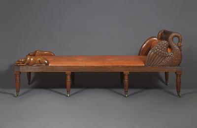 An Unusual Carved Walnut Daybed Related To A Design By Thomas Hope