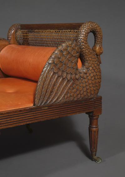 An Unusual Carved Walnut Daybed Related To A Design By Thomas Hope