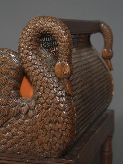 An Unusual Carved Walnut Daybed Related To A Design By Thomas Hope