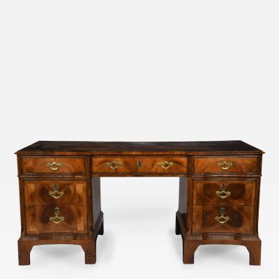 An Unusual Early 20th Century George I Style Free Standing Pedestal Desk