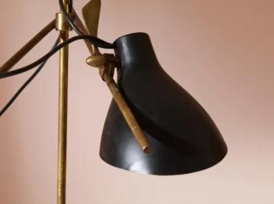 An adjustable Italian midcentury floor lamp with four lights brass and marble