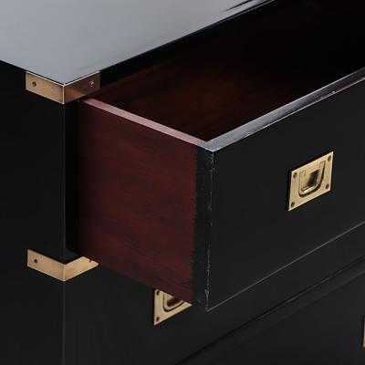An ebonized mahogany brass mounted campaign style chest Circa 1940