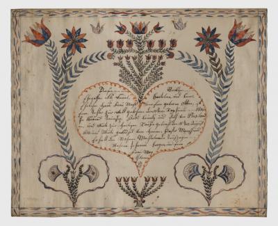 An extraordinary group of seven fraktur from Bucks County PA