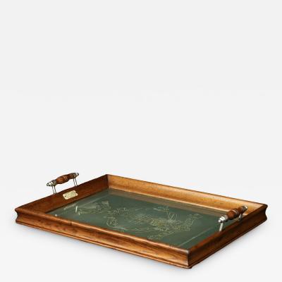 An oak tray from H M S Cambridge