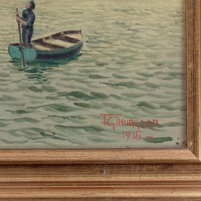 An oil on canvas by R G Thurgood HM Cruiser Vindictive April 1918