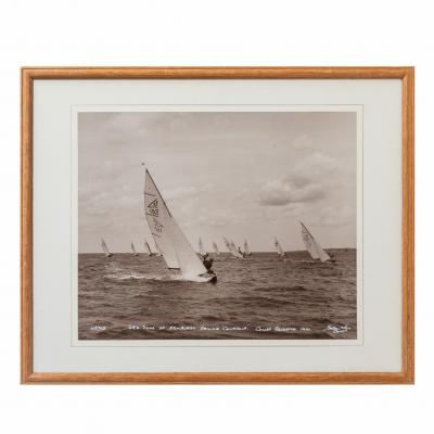 An original Beken photograph of HRH duke of Edinburgh leading the fleet