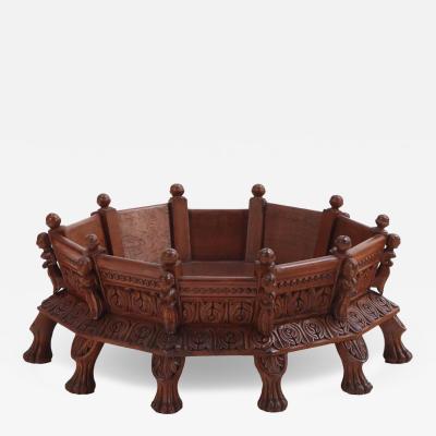 An ornate figural carved hardwood pet bed 20th C 