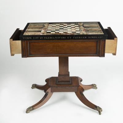 An unusual George IV specimen marble backgammon table attributed to Gillows