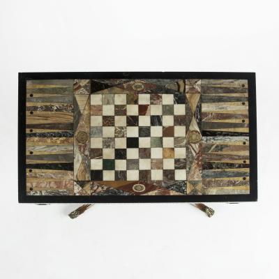 An unusual George IV specimen marble backgammon table attributed to Gillows