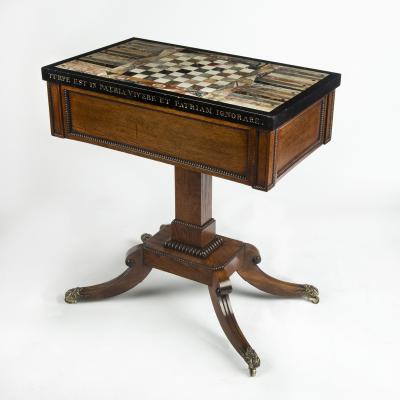 An unusual George IV specimen marble backgammon table attributed to Gillows