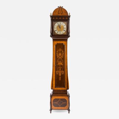 An unusual flame mahogany long case clock attributed to Maples