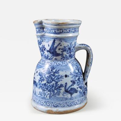 An unusual late 17th early 18th Century Delft Jug