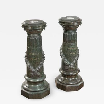 An unusual pair of Victorian marble revolving topped pedestals