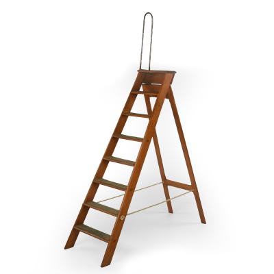 An unusual set of Victorian folding Walnut libarary steps