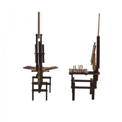 Anacleto Spazzapan Italian Sculptural Wooden Chairs Sono by Anacleto Spazzapan 1980s Set of Two