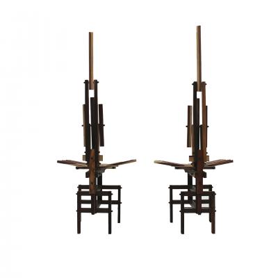 Anacleto Spazzapan Italian Sculptural Wooden Chairs Sono by Anacleto Spazzapan 1980s Set of Two