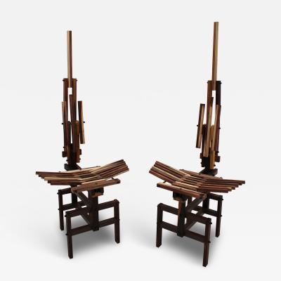 Anacleto Spazzapan Italian Sculptural Wooden Chairs Sono by Anacleto Spazzapan 1980s Set of Two