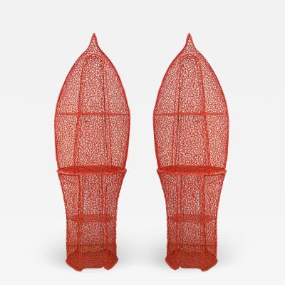 Anacletto Spazzapan PAIR OF RED COLOUR STORAGES BY ANACLETO SPAZZAPAN