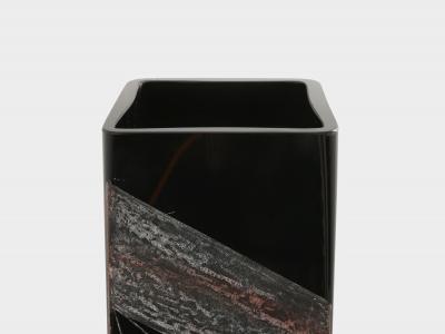 Anatole Riecke Art Deco black opaline glass red vase 1949