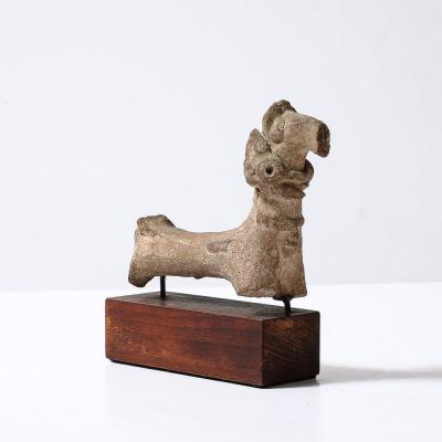 Ancient Egyptian Ceramic Sculpture of a Boetian Horse on Wood Plinth Base