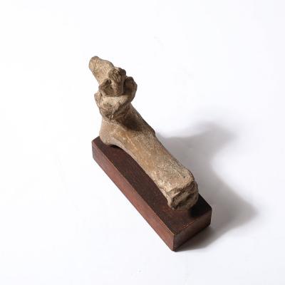 Ancient Egyptian Ceramic Sculpture of a Boetian Horse on Wood Plinth Base