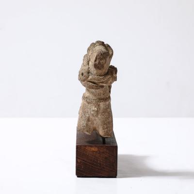 Ancient Egyptian Ceramic Sculpture of a Boetian Horse on Wood Plinth Base