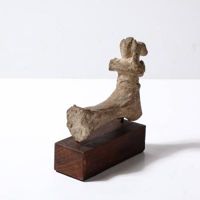Ancient Egyptian Ceramic Sculpture of a Boetian Horse on Wood Plinth Base