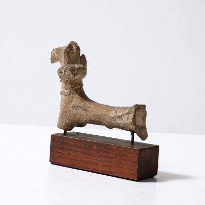 Ancient Egyptian Ceramic Sculpture of a Boetian Horse on Wood Plinth Base