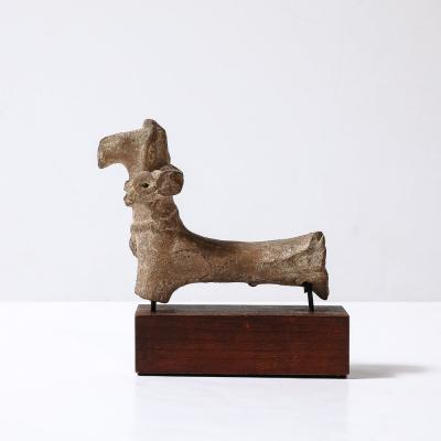 Ancient Egyptian Ceramic Sculpture of a Boetian Horse on Wood Plinth Base
