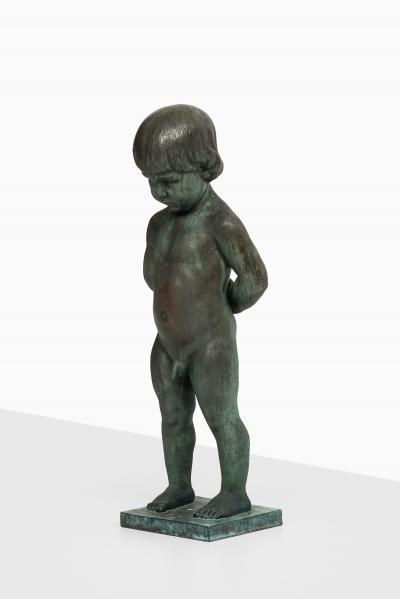 Anders J nsson Sculpture Boy With Apple Founded mark Erik Pettersson fud 