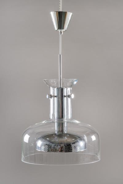 Anders Pehrson Scandinavian Pendant in Glass and Chrome by Anders Pehrson for Atelj Lyktan