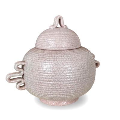 Andersson Johansson H gan s Art Deco Lidded Urn in Pale Rose Craquel by Andersson Johansson Hoganas