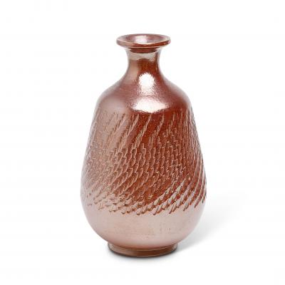 Andersson Johansson H gan s Duo of Textured Vases in Copper Luster by Sven Bohlin