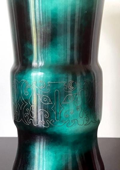 Ando Jubei Japanese Cloisonne Vase with Silver Inlays by Ando Jubei