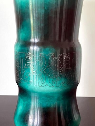 Ando Jubei Japanese Cloisonne Vase with Silver Inlays by Ando Jubei