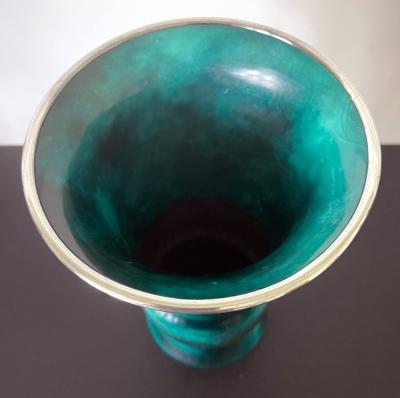 Ando Jubei Japanese Cloisonne Vase with Silver Inlays by Ando Jubei