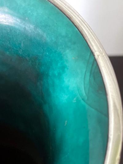 Ando Jubei Japanese Cloisonne Vase with Silver Inlays by Ando Jubei
