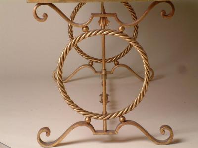 Andr Arbus 1940s Andre Arbus Style Gilt Forged Iron Coffee Table with Original Marble Top