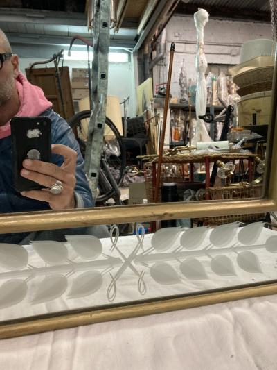 Andr Arbus 1940s carved glass neo classic wall mirror in the style of Andr Arbus