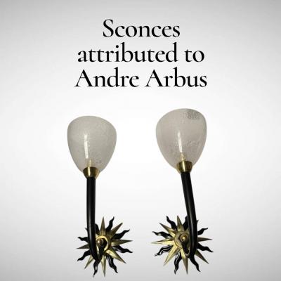 Andr Arbus 1940s pair of bronze sconces attributed to Andr Arbus and Veronese